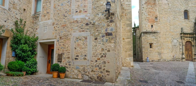 Caceres, Spain - Nov 25th, 2019: El Atrio Restaurant facade. 2 Michelin stars awarded establishment placed in the heart of Monumental Complex