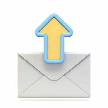 Mail icon with upload arrow sign 3D render illustration isolated on white background