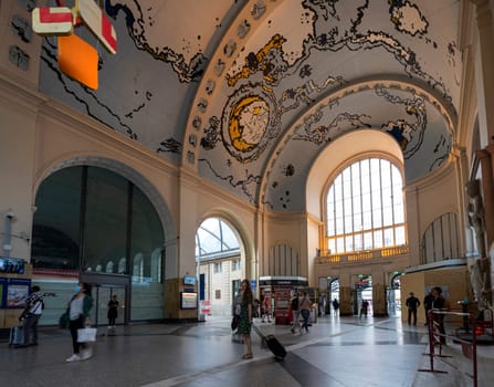 Luxembourg city, May 2022.  View of the central hall of the railway station