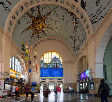 Luxembourg city, May 2022.  View of the central hall of the railway station