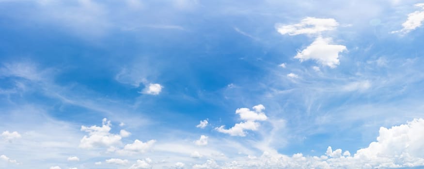 Panorama fluffy clouds in the blue sky, Panoramic fluffy clouds against blue sky