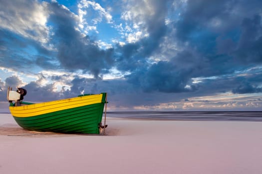 Fishing boat on Polish beach - Debki, Pomerania, Poland