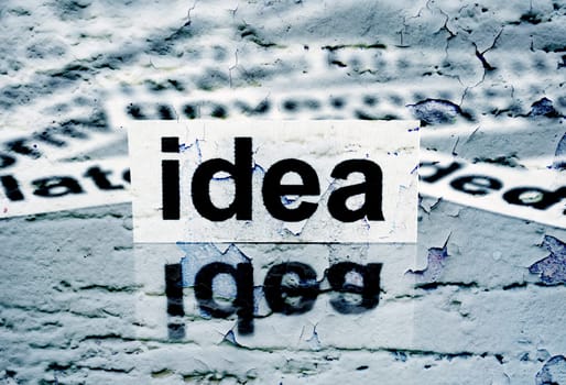 Idea text on grunge background