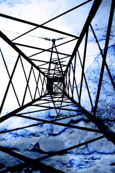Power line against grunge background