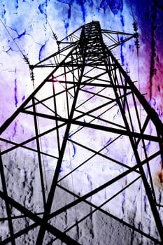 Power line against grunge background