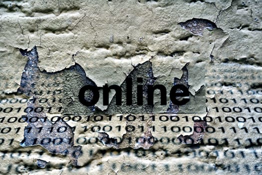 Online text on grunge background