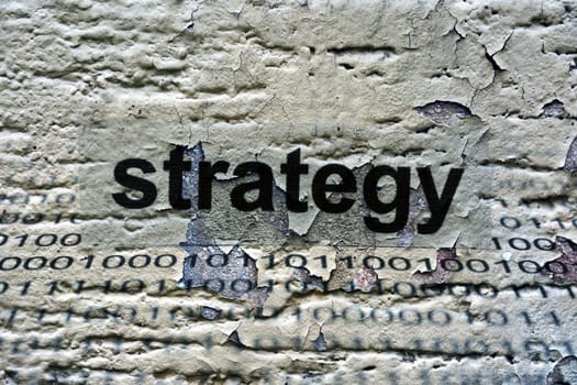 Strategy text on grunge background