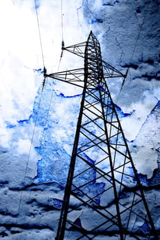 Power line against grunge background