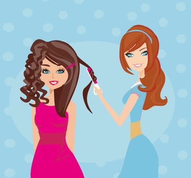 beautiful woman in hairdressing salon