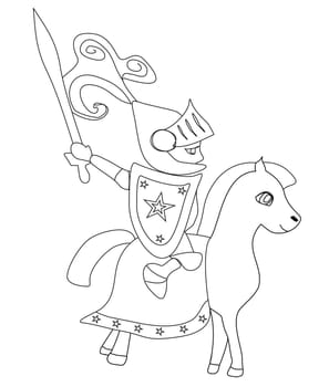 knight with sword riding on a horse