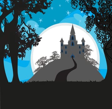 Magic Fairy Tale Princess Castle in the night