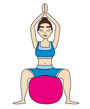 woman with a pilates ball - Doodle illustration