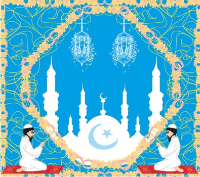 Abstract religious card - muslim man praying