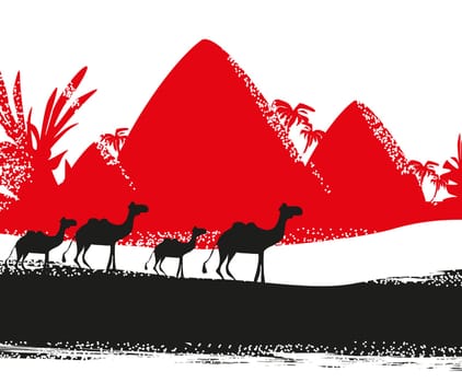 Camel caravan in wild africa