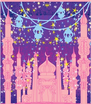 Ramadan background - mosque illustration card