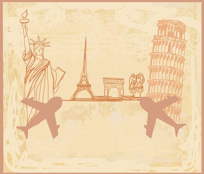 Travel design with different monuments