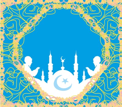 Abstract religious card - muslim man praying