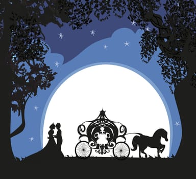 Prince, princess and carriage