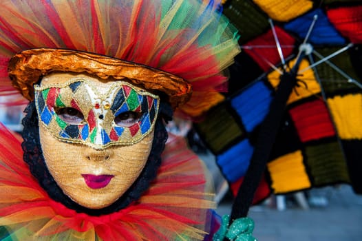 VENICE, ITALY - Febrary 21 2020: The masks of the Venice carnival 2020