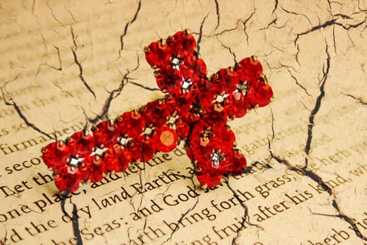 Red cross on grunge background
