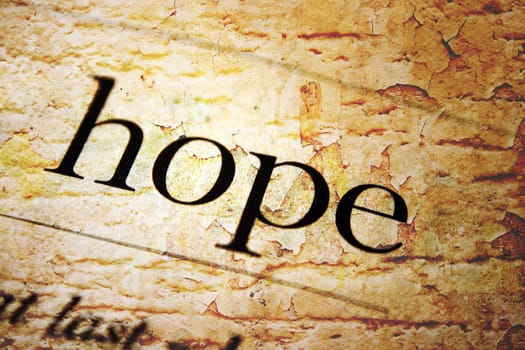 Hope text on grunge background