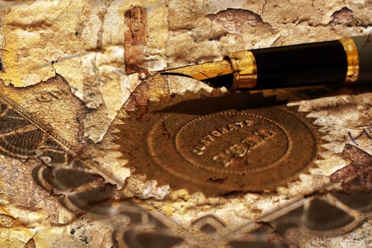 Pen on corporate seal