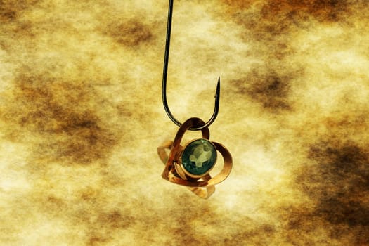 Wedding ring on hook