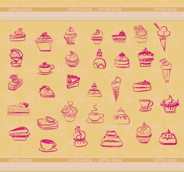 sweet doodle dessert background