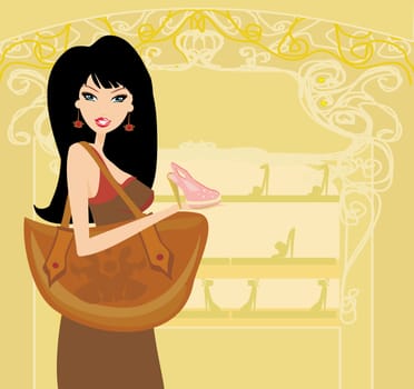 Fashion girl shopping in shoe shop