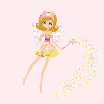 beautiful fairy with magic wand vector graphic