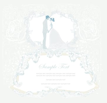 elegant wedding invitation with wedding couple