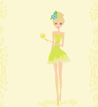 beautiful fairy with magic wand vector graphic