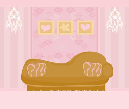 Fashionable interior of living room - vector