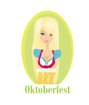 Oktoberfest beautifull waitress with beers on a tray