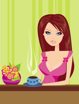 Beautiful lady drinking coffee