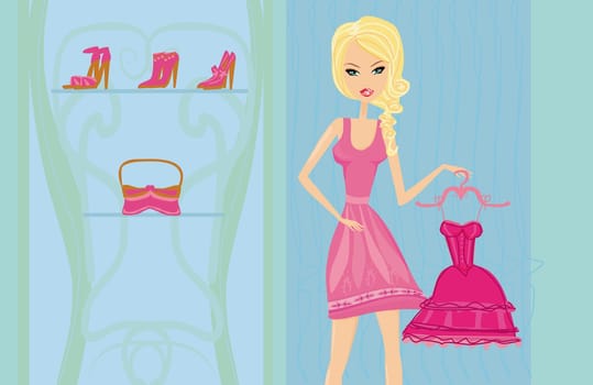Elegant shopping woman illustration