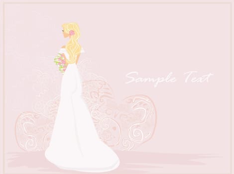 Beautiful bride with flowers card
