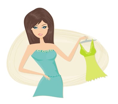 Shopping girl with dress