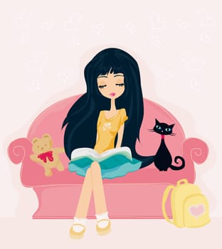 Teen girl Reading A Book