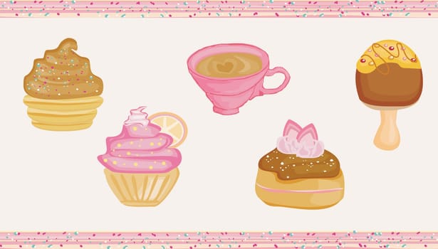 sweet dessert background set
