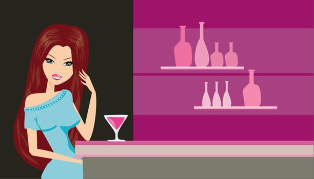 Beautiful sexy woman with glass martini