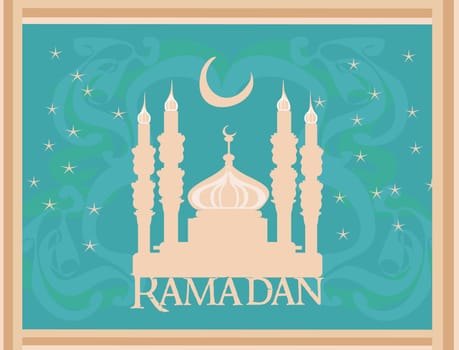 Ramadan background - mosque silhouette vector card