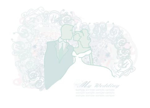elegant wedding invitation with wedding couple