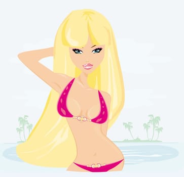 Summer sexy beach girl in bikini