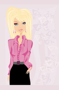 glamour fashion elegant blond girl card