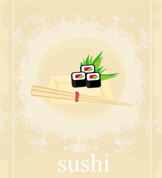 template of traditional Japanese sushi food menu