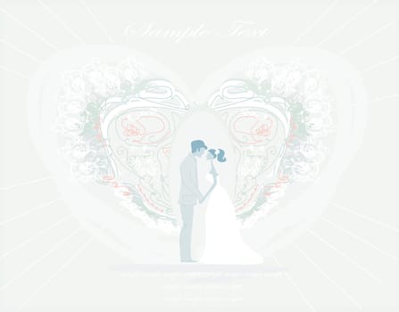 elegant wedding invitation with wedding couple