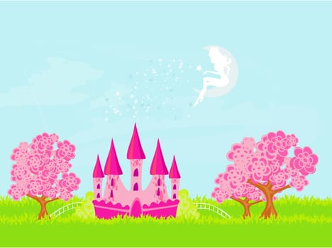 fairy flying above castle