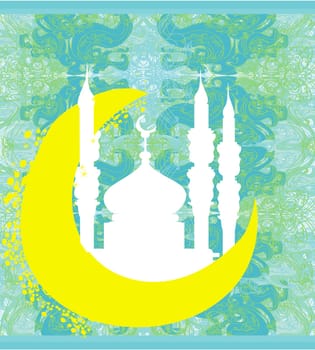 artistic pattern background with moon and mosque