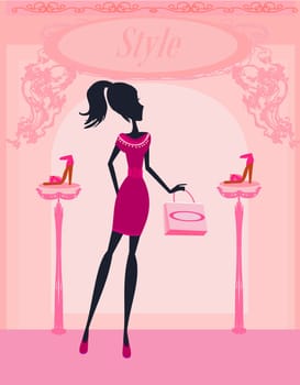 Fashion girl shopping in shoe shop